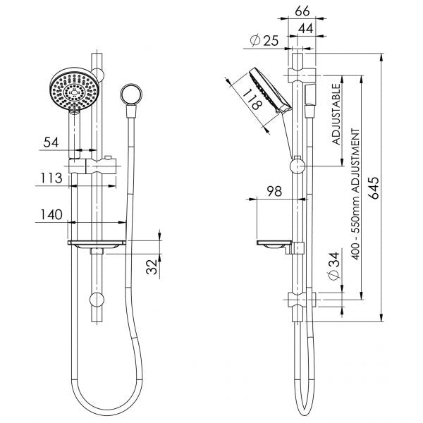 Phoenix Vivid Rail Shower Matte Black