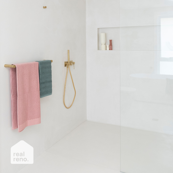 Phoenix Vivid Slimline Double Towel Rail Brushed Gold 600mm - The Blue Space Real Reno