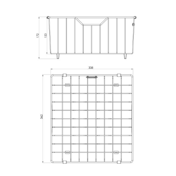 Phoenix Wire Basket  Brushed Stainless Steel The Blue Space - line drawing