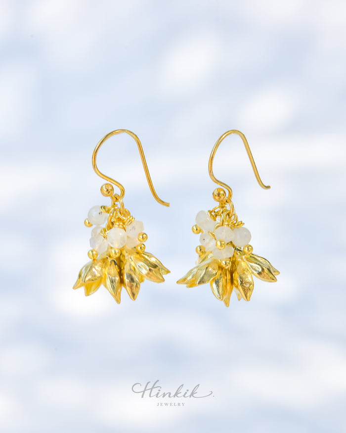 Pikul Flower Earrings | Moonstone Earrings (Bullet Wood Flower)