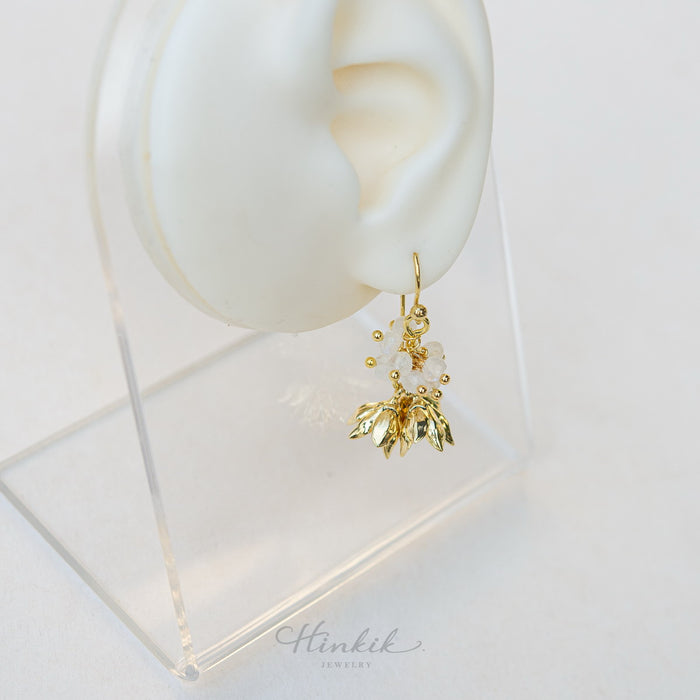 Pikul Flower Earrings | Moonstone Earrings (Bullet Wood Flower)