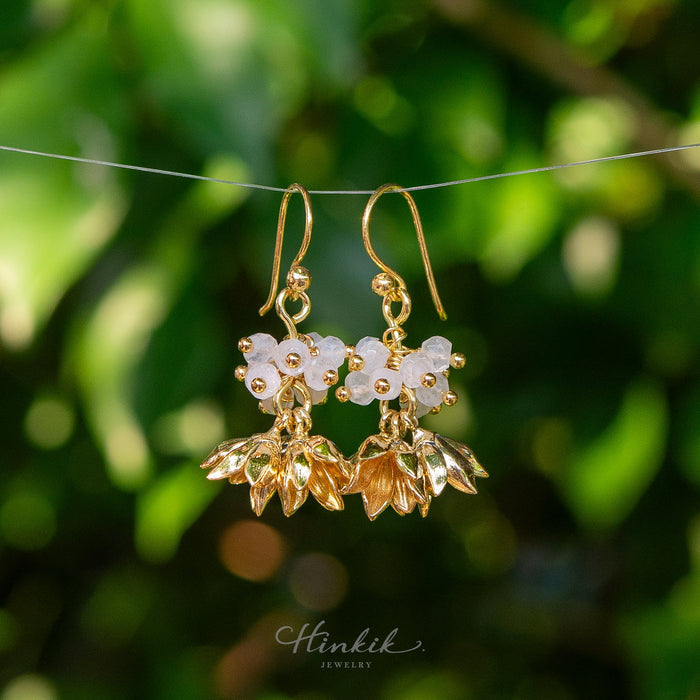 Pikul Flower Earrings | Moonstone Earrings (Bullet Wood Flower)