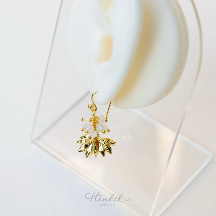 Pikul Flower Earrings | Moonstone Earrings (Bullet Wood Flower)