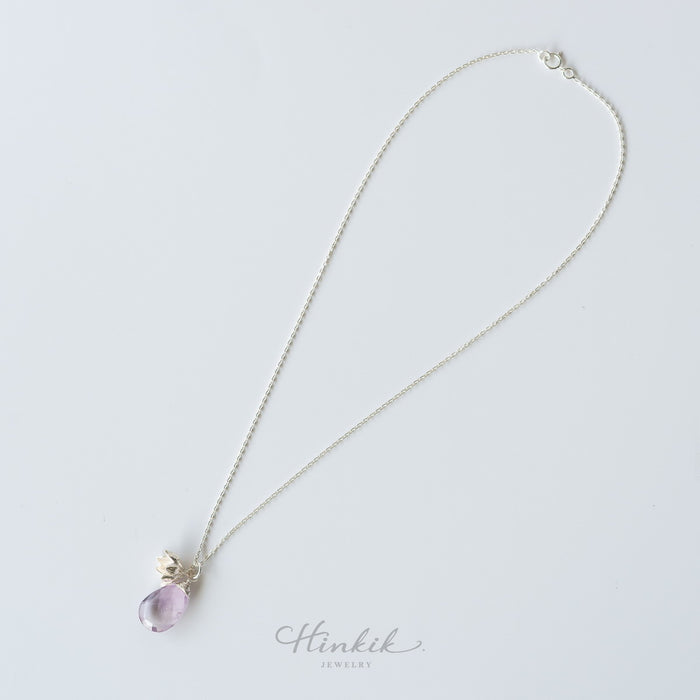 Pikul Flower Necklace with Amethyst | Sterling Silver 925 | Thai Floral Pendant by Hinkik Jewelry