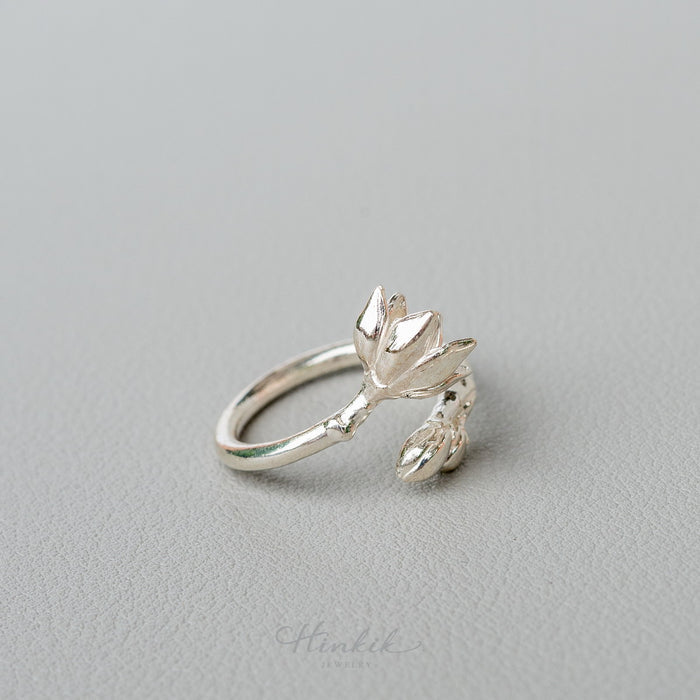 Pikul Flower Ring | Sterling Silver 925 | Thai Minimalist Floral Jewelry by Hinkik Jewelry