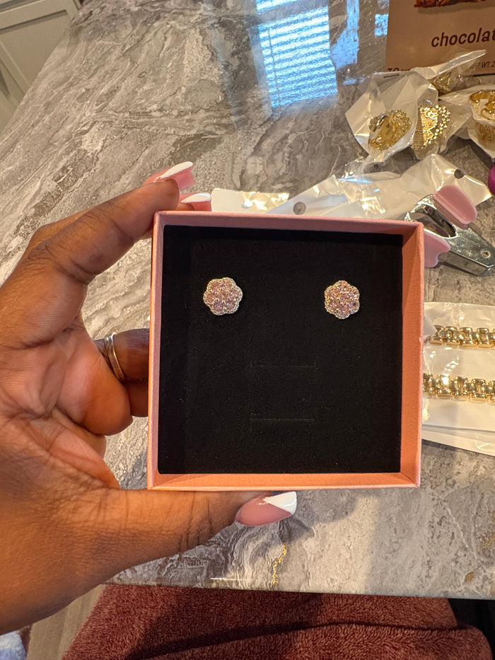 Pink Flower Earrings