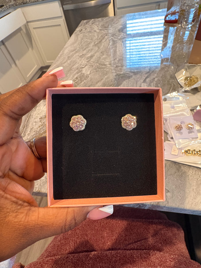 Pink Flower Earrings