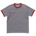 POCKET TEE / HEATHER GRAY RINGER - GRAY/CHERRY