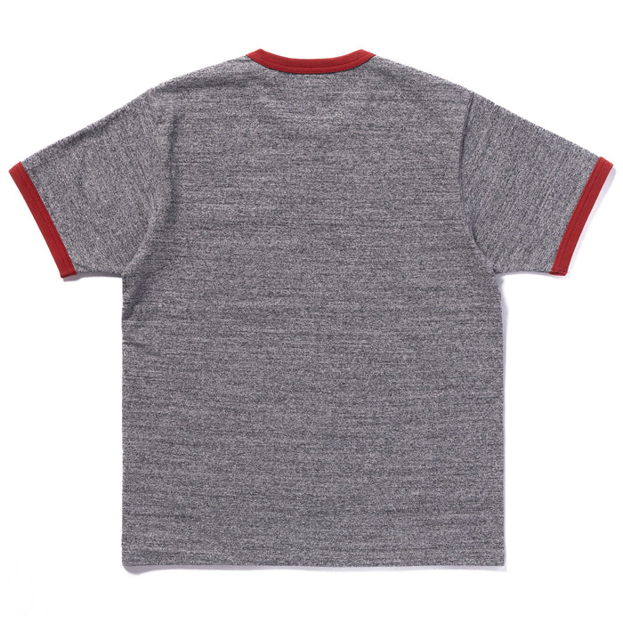 POCKET TEE / HEATHER GRAY RINGER - GRAY/CHERRY