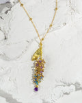 Purple Wreath Flower Necklace | Natural Amethyst, Kyanite & Aquamarine by Hinkik Jewelry
