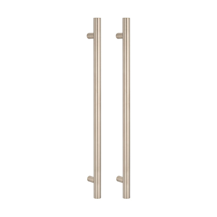 2 Pieces Radiant Heated Vertical towel rail 40 x 950mm Brushed Nickel BN-VTR-950 - The Blue Space