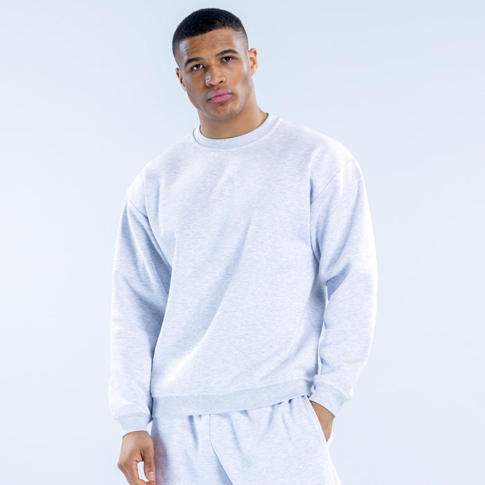 Recharge sweatshirt in light heather gray, crew neck, long sleeves, ribbed cuffs