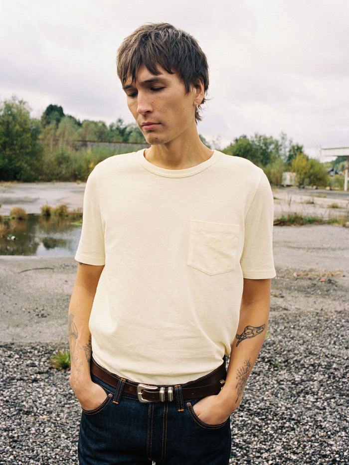 Ricky Embo Pocket T-Shirt - Ecru
