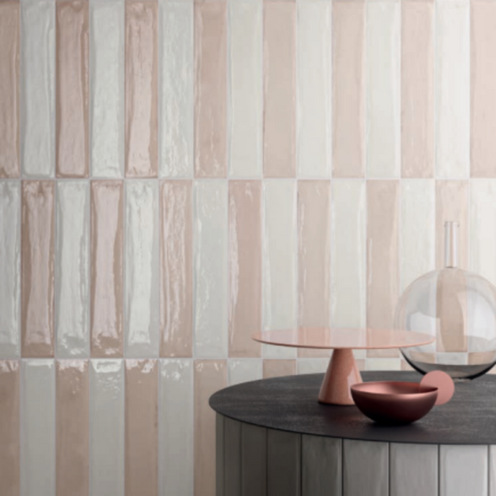 Looks 02 Rosa Theo Subway Tile 75 x 400mm Italian Porcelain  - The Blue Space