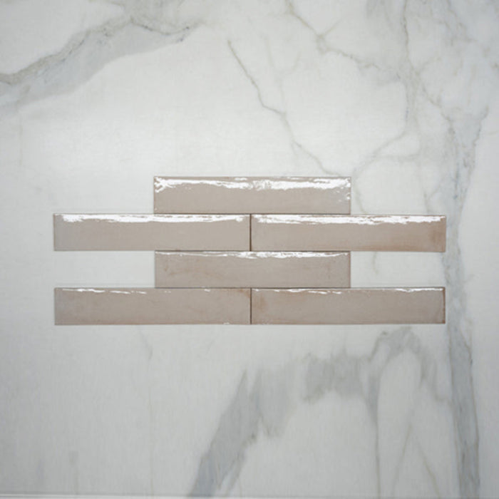 Pattern No Hand Rosa Theo Subway Tile 75 x 400mm Italian Porcelain  - The Blue Space