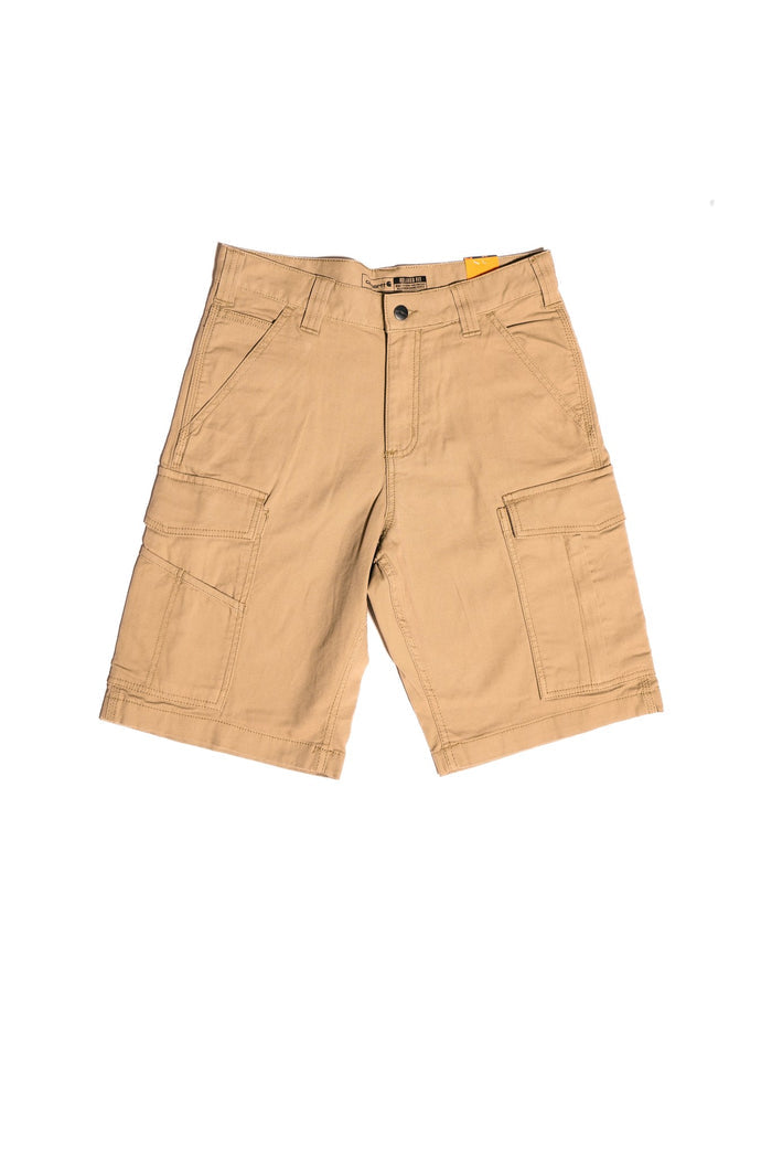 RUGGED FLEX® RELAXED FIT CANVAS CARGO WORK SHORT - DARK KHAKI