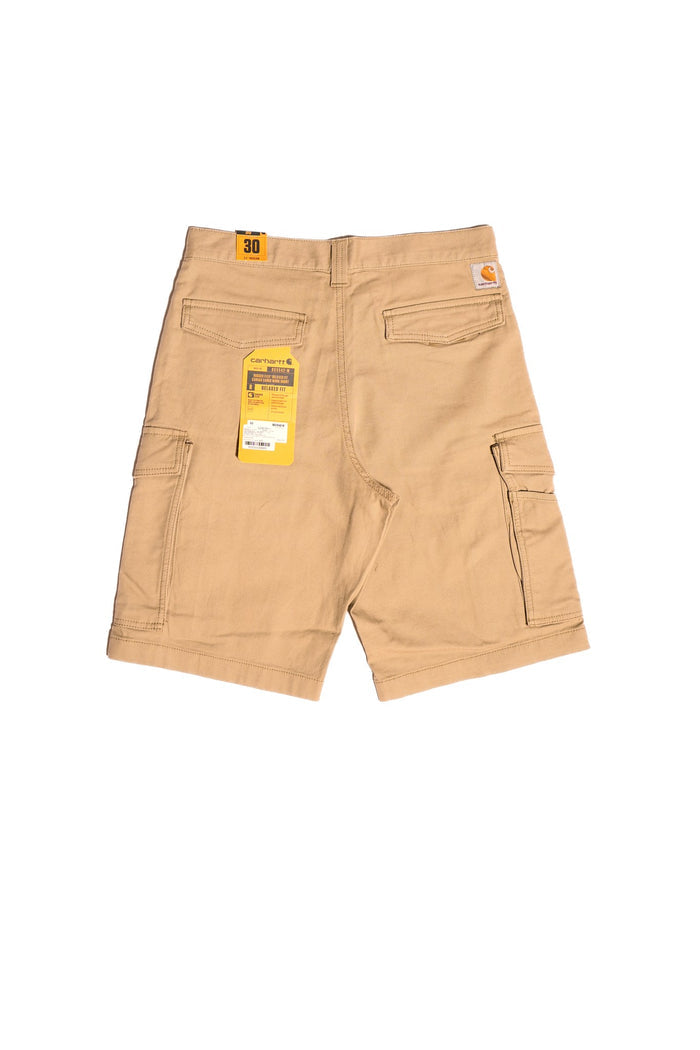 RUGGED FLEX® RELAXED FIT CANVAS CARGO WORK SHORT - DARK KHAKI