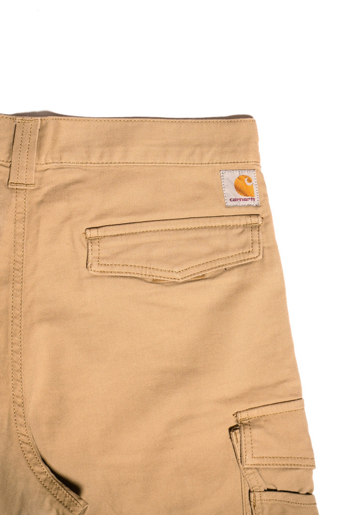 RUGGED FLEX® RELAXED FIT CANVAS CARGO WORK SHORT - DARK KHAKI