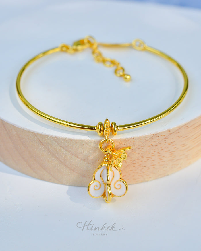 Ruk Flower Bangle Bracelet - 18K Gold-Plated