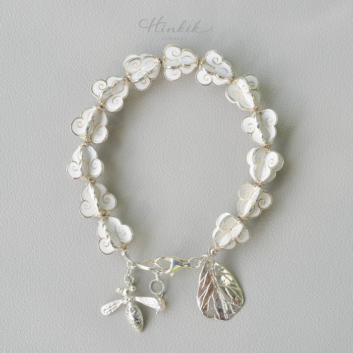 Ruk Flower Bracelet – Sterling Silver with White Enamel