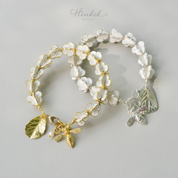 Ruk Flower Bracelet – Sterling Silver with White Enamel