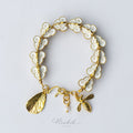 Ruk Flower Bracelet – White Italian Enamel on Polished Brass