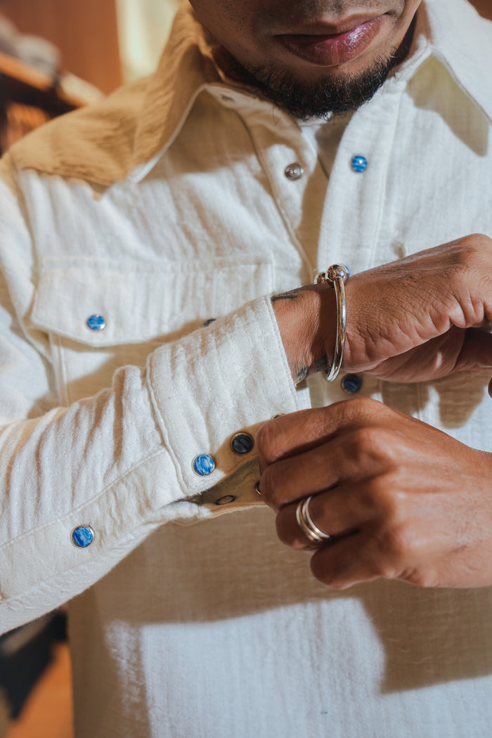 SASHIKO AMERICAN COWBOY SHIRT - WHITE