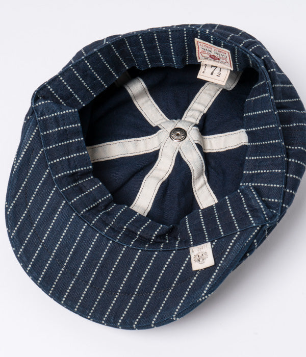 SC02070 9 OZ. WABASH STRIPE APPLEJACK CAP - INDIGO WABASH