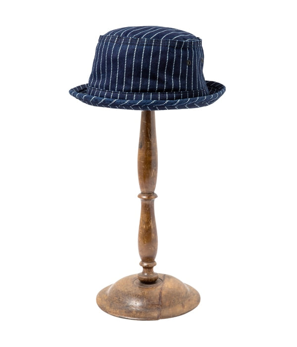 SC02467 WABASH STRIPE PORK PIE HAT - INDIGO WABASH