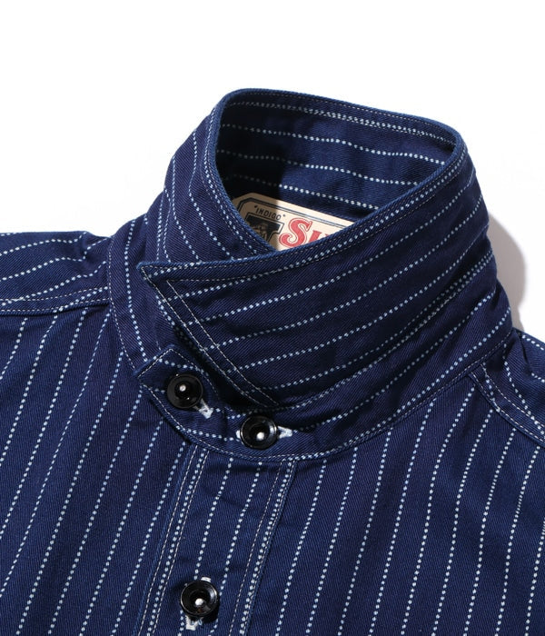 SC25551  SUGAR CANE FICTION ROMANCE 8.5OZ. WABASH STRIPE WORK SHIRT - INDIGO WABASH