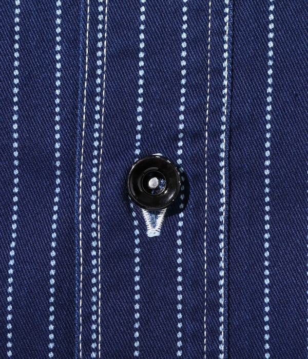 SC25551  SUGAR CANE FICTION ROMANCE 8.5OZ. WABASH STRIPE WORK SHIRT - INDIGO WABASH
