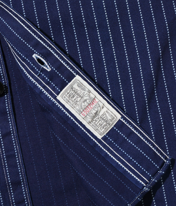 SC25551  SUGAR CANE FICTION ROMANCE 8.5OZ. WABASH STRIPE WORK SHIRT - INDIGO WABASH