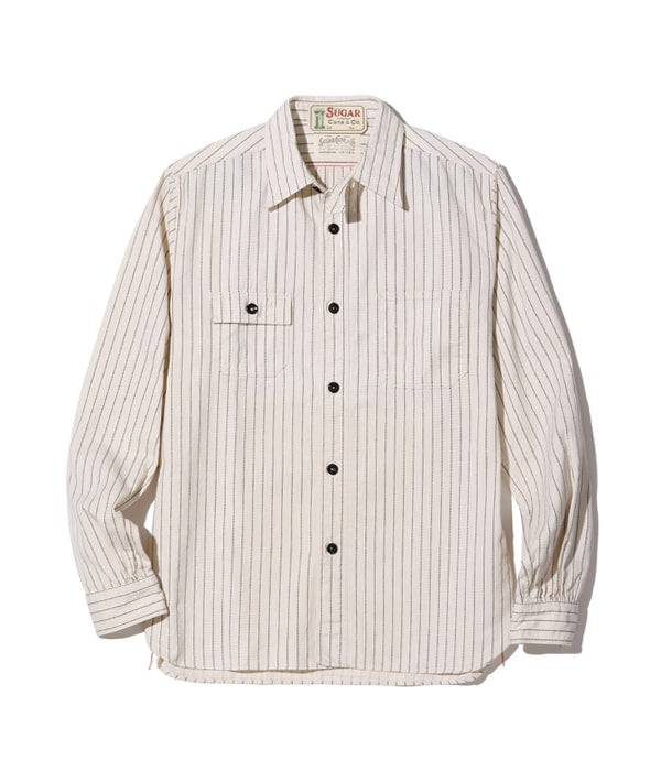 SC27076 FICTION ROMANCE 8.5OZ. WHITE WABASH STRIPE WORK SHIRT (LONG SLEEVE) - WHITE WABASH