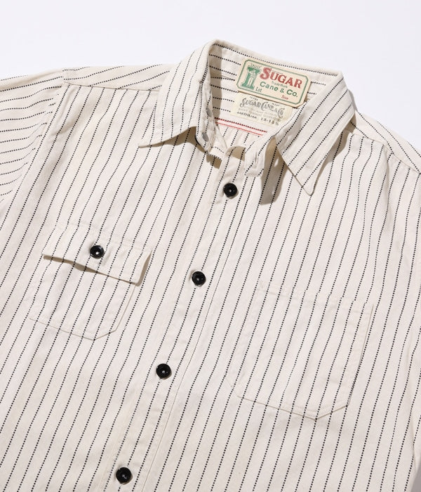 SC27076 FICTION ROMANCE 8.5OZ. WHITE WABASH STRIPE WORK SHIRT (LONG SLEEVE) - WHITE WABASH