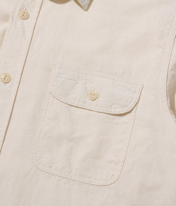 SC27851 WHITE CHAMBRAY WORK SHIRT L/S - WHITE
