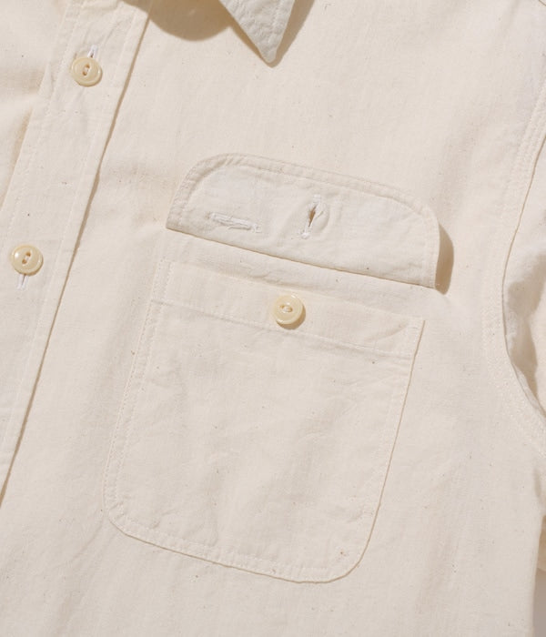 SC27851 WHITE CHAMBRAY WORK SHIRT L/S - WHITE
