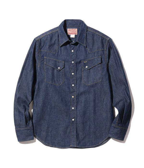 SC28190 BLUE DENIM WESTERN SHIRT - INDIGO