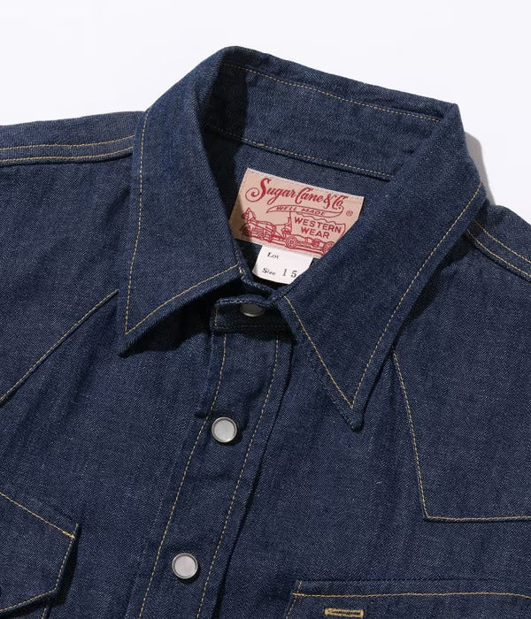 SC28190 BLUE DENIM WESTERN SHIRT - INDIGO