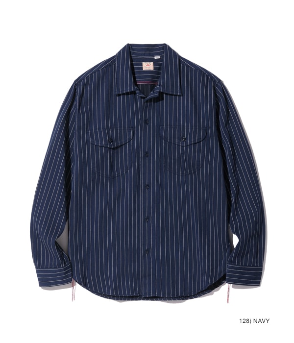 SC28652 COKE STRIPE WORK SHIRT (LONG SLEEVE) - NAVY