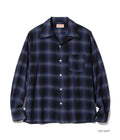 SC29120 RAYON OMBRE CHECK OPEN SHIRT - NAVY