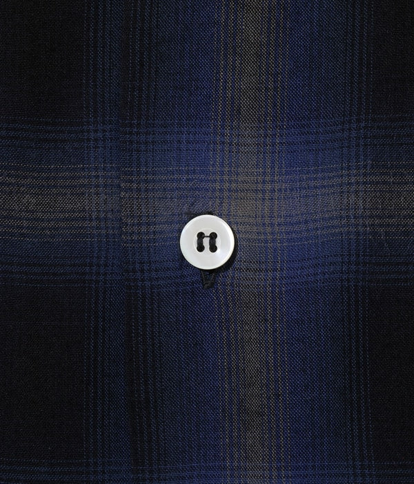 SC29120 RAYON OMBRE CHECK OPEN SHIRT - NAVY