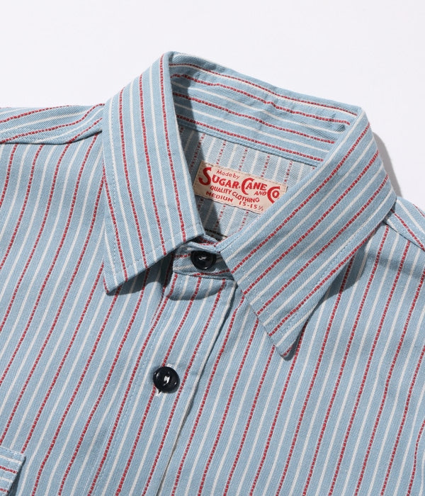 SC29146 DOBBY STRIPE WORK SHIRT - BLUE
