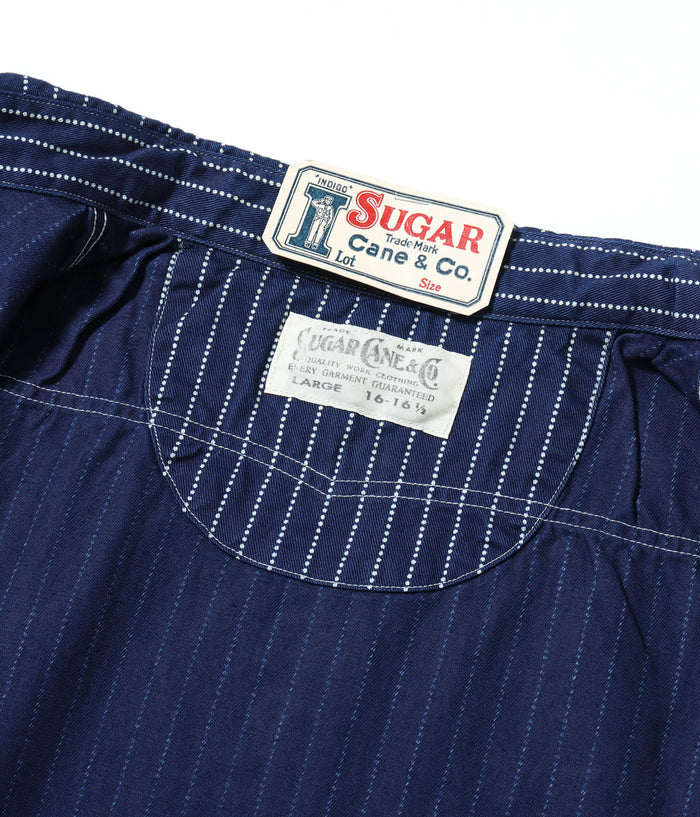 SC36267 FICTION ROMANCE 8.5OZ. WABASH STRIPE WORK SHIRT (SHORT SLEEVE) - INDIGO