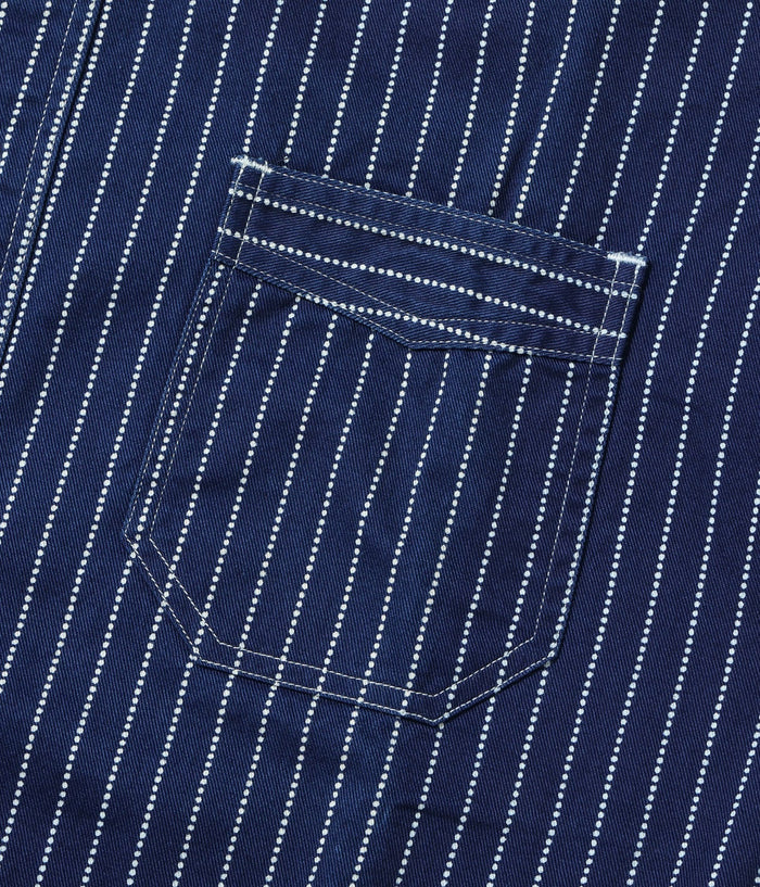 SC36267 FICTION ROMANCE 8.5OZ. WABASH STRIPE WORK SHIRT (SHORT SLEEVE) - INDIGO