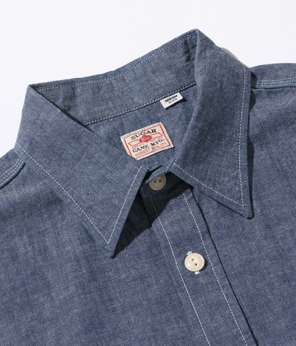 SC37941 BLUE CHAMBRAY S/S WORK SHIRT - BLUE