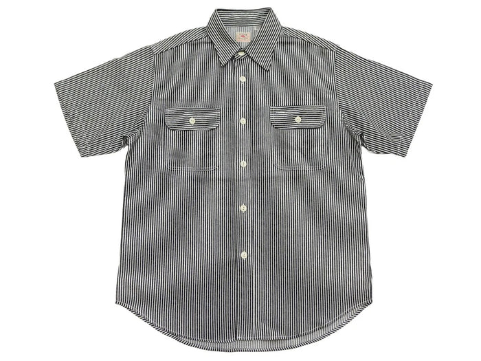 SC37944 HICKORY STRIPE S/S WORK SHIRT - BLACK