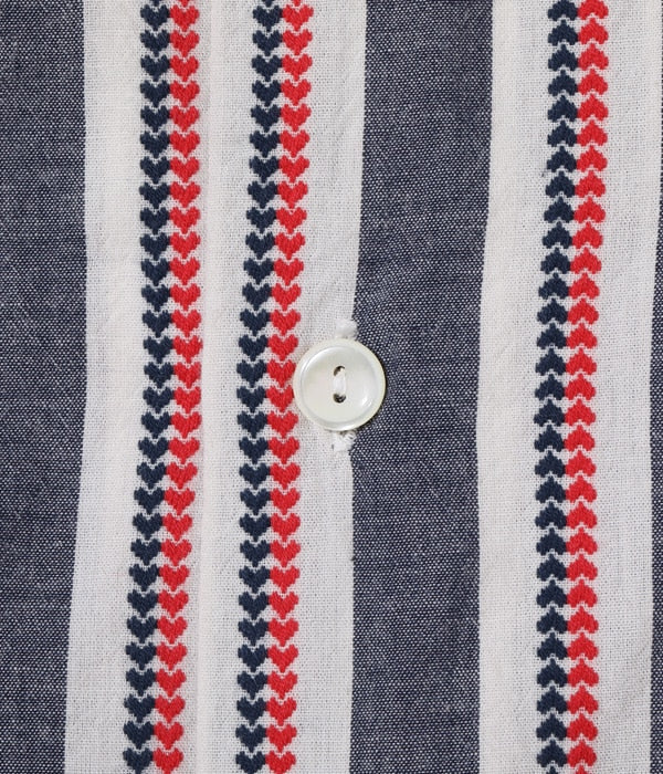 SC39119 HEART STRIPE OPEN SHIRT - NAVY
