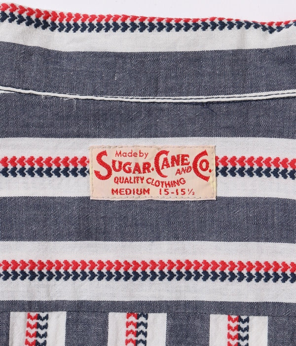 SC39119 HEART STRIPE OPEN SHIRT - NAVY