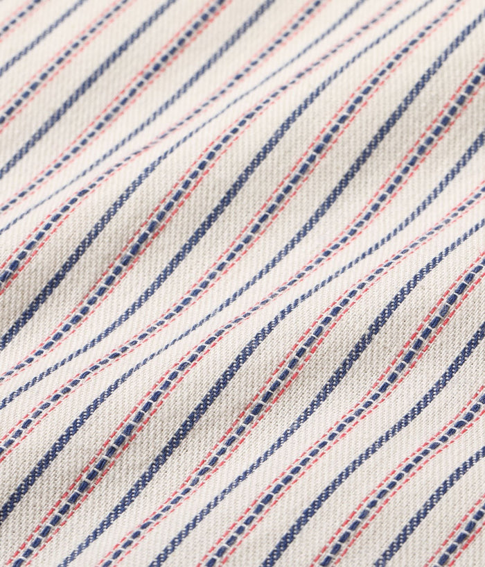 SC39306 DOBBY STRIPE WORK SHIRT (SHORT SLEEVE) - OFF WHITE