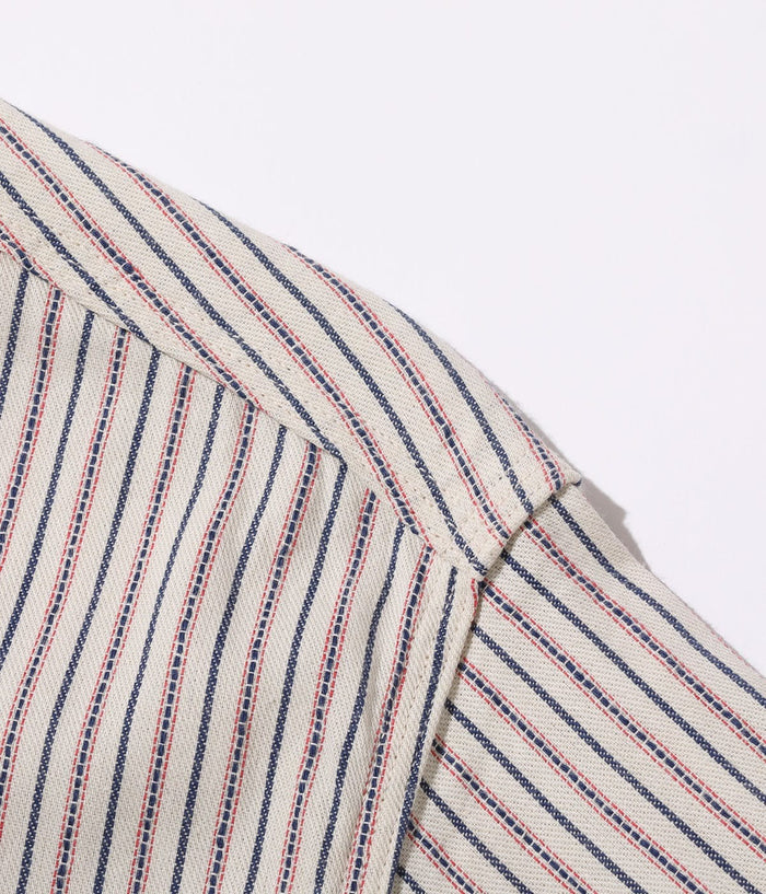 SC39306 DOBBY STRIPE WORK SHIRT (SHORT SLEEVE) - OFF WHITE
